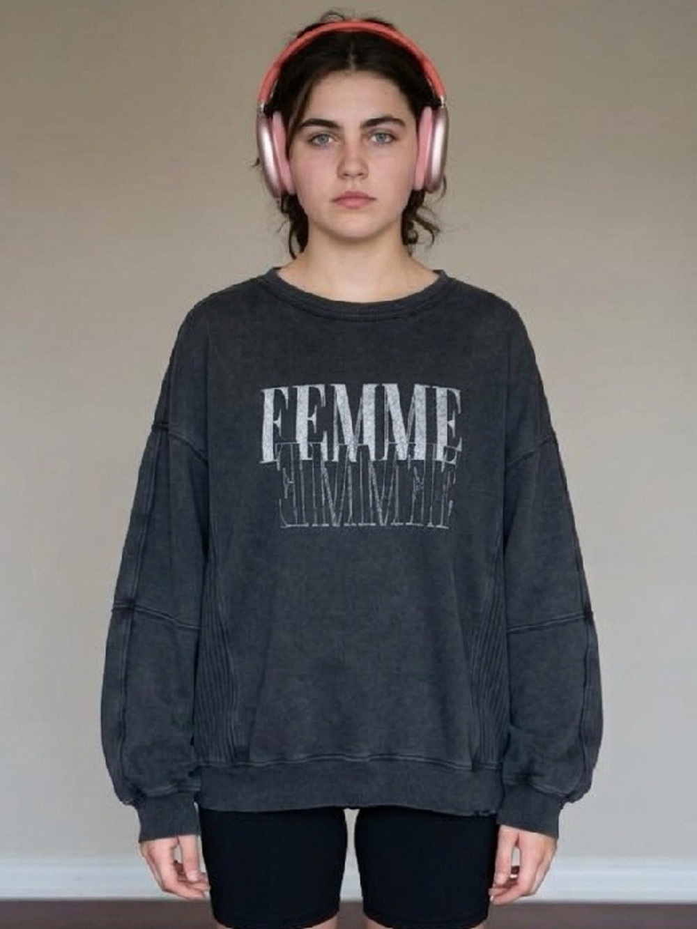 aerie Washed Black FEMME Graphic Sweatshirt
